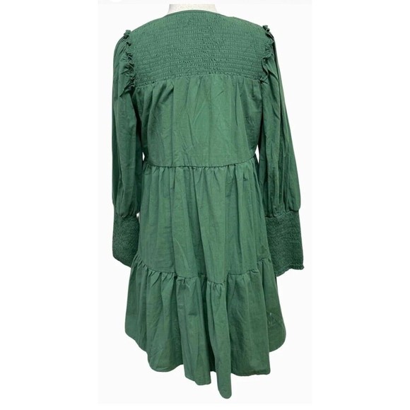 Tuckernuck Pomander Place Smocked Dress Womens Size XS Tiered Long Sleeve Green - Picture 11 of 14